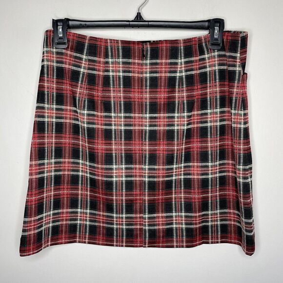 LOFT Skirt Womens 12 Petite 12P Red Black Plaid Mini Skirt Pockets - Picture 3 of 6